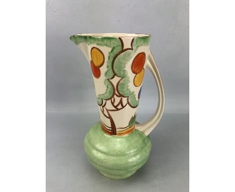 Attractive Art Deco Crown Ducal Hand Painted Large Pitcher impressed mark to base 225 approx 30cm tall