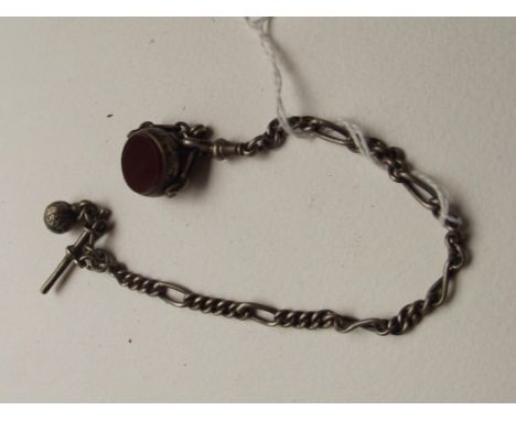 Silver watch chain with swivel fob