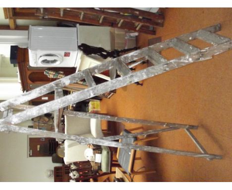 Set of vintage step ladders with platform 