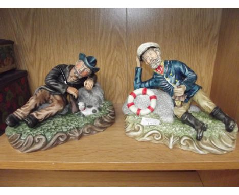 Two ceramic figures, farmer and sailor