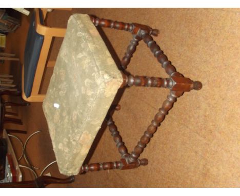 Edwardian piano stool on bobbin turned supports