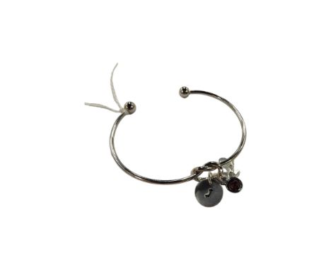 SILVER TORQUE KNOT BANGLE WITH CHARMS 