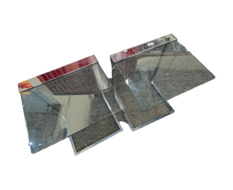 PAIR OF GLASS &amp; CHROME LAMP TABLES 
