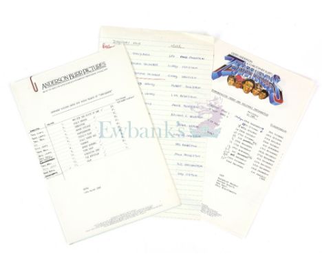 Terrahawks - Collection of paperwork including Transmission Orders with handwritten notes by Gerry Anderson, Production notes