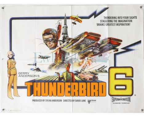 Gerry Anderson's Thunderbird 6 (1968) British Quad film poster, artwork by Frank Bellamy, United Artists, folded, 30 x 40 inc