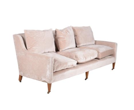 A William Yeoward hardwood and velvet upholstered sofa, of recent manufacture, Christian pattern, upholstered in velvet, with