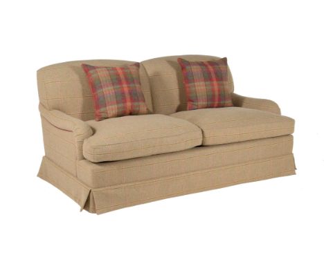 A two seat sofa, of recent manufacture by Kingcome Sofas, with tweed style upholstery, with a label to the seat, 88cm high, 1