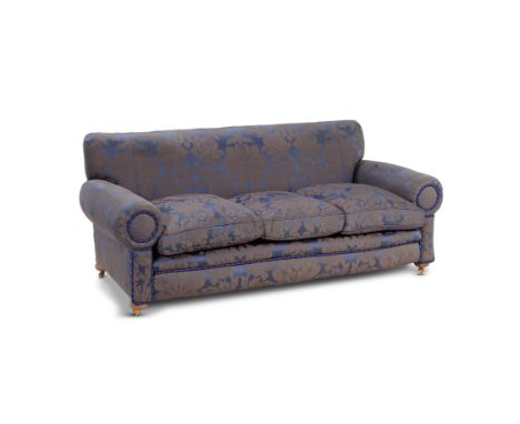 An upholstered sofa, mid 20th century, and in the manner of George Smith, later upholstered in Colefax & Fowler Silk Brocade,