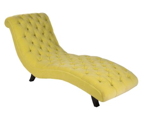 An ebonised and button upholstered chaise longue, by George Smith, modern, 87cm high, 170cm long, 72cm wide overall, together
