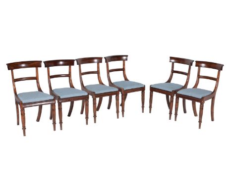 A set of six William IV mahogany dining chairs, circa 1835Condition Report: Marks, knocks, scratches, abrasions, consistent w