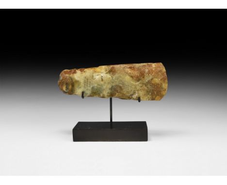 Neolithic, 6th-3rd millennium BC. A very large flint axehead with rounded butt, broad edge with gentle curve; an old collecto