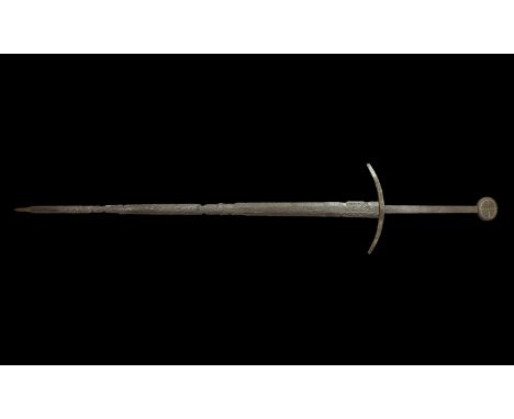 Late 14th-early 15th century AD. A long Western European two-handed sword of German origin, the pommel, circular (type H1 or 