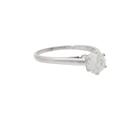 Ring mit Brillant Solitaire 0,99 ct, HFW (E)/VVS2, Ringschiene aus Platin/Palladium/Silber/Gold-Legierung, 2,7 gr, RW: 55, 2.