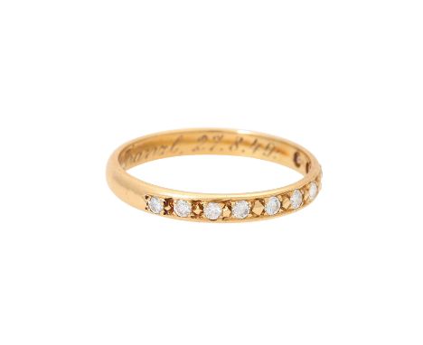 Halbmemoire Ring mit Brillanten von zus. ca. 0,3 ct, ca. WEISS (H)/SI-P1, RG 14K, 3 gr, RW: 64, Mitte 20. Jh., Tragespuren, i