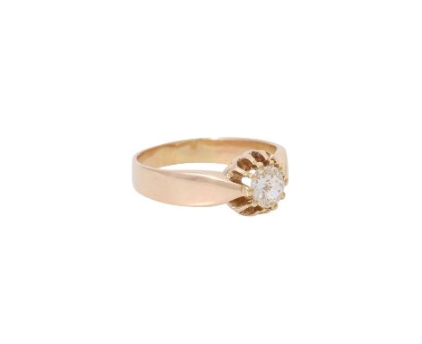 Ring mit Altschliffdiamant ca. 0,40 ct, ca. GW (K)/SI1, RG ca. 500/000, 4,4 gr, RW: 58, um 1880, Tragespuren, Ringschiene etw