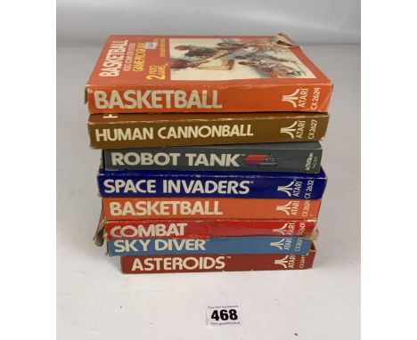 8 Atari Video Games – Asteroids, Sky Diver, Combat, Basketball, Space Invaders, Robot Tank, Human Cannonball and Basketball