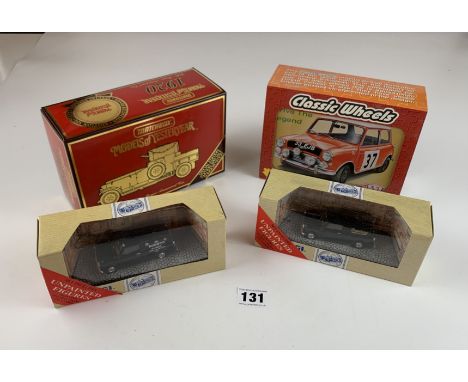 Boxed Matchbox Models of Yesteryear Rolls Royce Armoured Car, 2 boxed Mattel Mini vans and Classic Wheels Jigsaw Puzzle Mini 