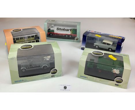 2 Boxed Oxford Commercials- Mechanical Horse Van Trailer and London Wartime grey Leyland TLM Fire Engine, Boxed Oxford Omnibu