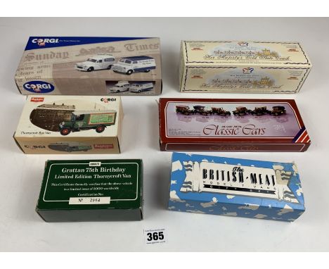 6 boxed sets – Corgi The Times Classic Set, Her Majesty’s Gold State Coach, Classic Cars, Grattan 75th Birthday Thornycroft V