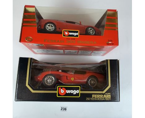 Five 1/18 scale boxed Burago diecast Ferrari models to include 250 Testa  Rossa (1957), F40 (race car