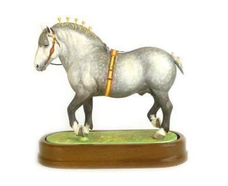 A 1965 Royal Worcester figure modelled as a stallion 'Percheron', h. 24 cm, in a fitted box
 CONDITION REPORT: Good. No certi