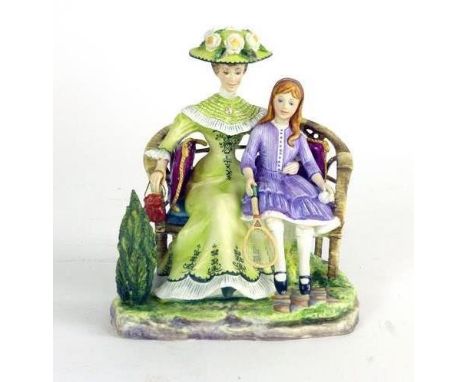 A 1968 Royal Worcester figural group 'Charlotte and Jane', h. 16 cm, in a fitted case
 CONDITION REPORT: Good