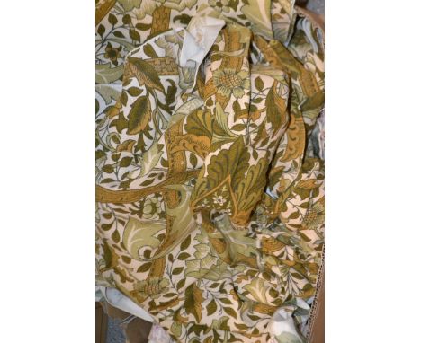 Textiles - a pair of William Morris design curtains, Windrush; another; pair of Sanderson floral cotton curtains, printed wit