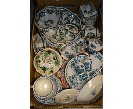 Mason's Ironstone - assorted tableware, various patterns, Green Chartreuse; tea caddy; bowl; gravy boat; plates; etc; qty