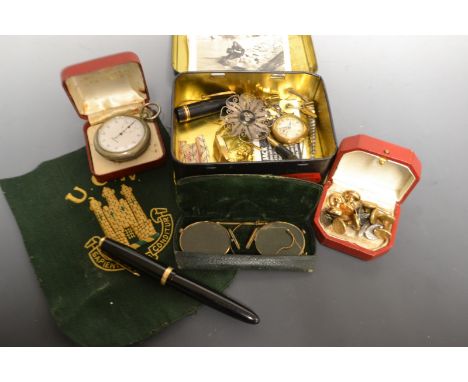 Gentleman's Accessories -  a pair of gold capped silver oval cufflinks;  others;  a roled gold cased Rotary Super-Sports watc
