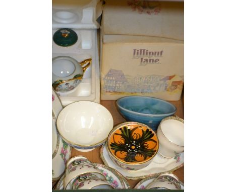 Ceramics and glass - a Lilliput Lane Chatsworth view model (boxed); a Duchess tea service for five; an Ardleigh-Elliott music