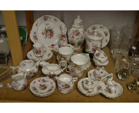 A Hammersley six-setting tea service; conforming trinket trays; Jenton ginger jar; etc all chintz 
