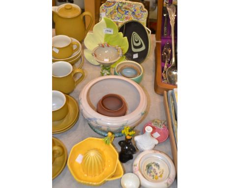 A Bourne Denby Danesby ware bowl; a pair of Crown Ducal chintz plates; Wade pin dish; Carlton ware, etc
