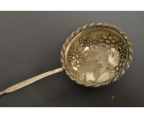 A Georgian silver punch ladle, Scottish thistle finial