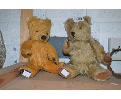 Toys - A Chiltern Hygenic toys jointed teddy bear, label to side; another, Chad Valley (2)