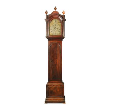 A George III mahogany longcase clock, 'Edward Arnold, St Neots', the hood with later fan moulding to the pediment, stop flute