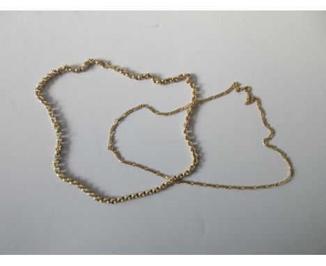 Two 9ct gold chain necklaces, the first of uniform belcher links, Birmingham import assay with common control mark, length 51