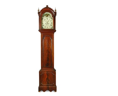 A late Georgian mahogany longcase clock, circa 1800, the painted 13inch dial signed 'J.Huggett, Hawkhurst', with moonphase di