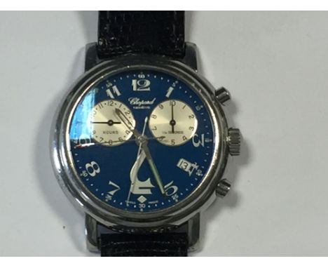 Chopard - a gentleman's presentation wristwatch with blue dial with Arabic numerals, centresweep seconds and two subsidiary d