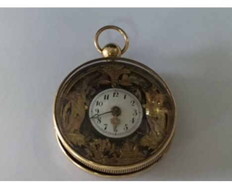 Breguet et Fils - a rose gold cased repeating pocket watch with small white enamel dial printed with Arabic numerals in black