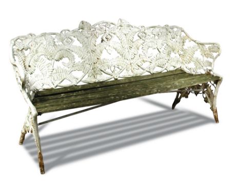 A Victorian Coalbrookdale Fern pattern garden bench, 182cm (71in)  