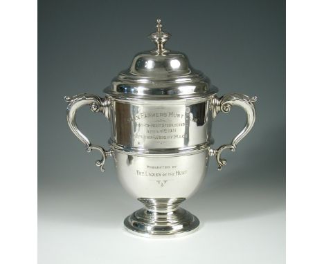 Essex Farmers Hunt Club Point to Point Steeplechases - a large late Victorian silver two handled cup and cover, by Thomas Wil