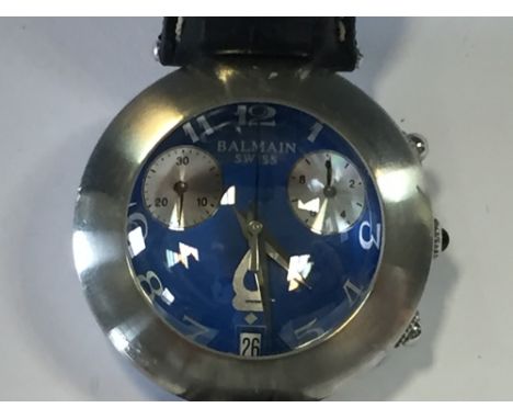 Pierre Balmain - A gentleman's steel cased quartz wristwatch the pale blue dial with Arabic indicators, centresweep seconds a