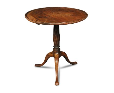 An 18th century colonial padouk tray top tripod table, on a twist carved column and pad feet 70 x 66cm (27 x 26in)  