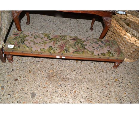Rectangular foot stool with floral tapestry cover