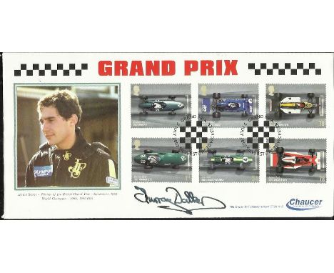 Murray Walker 2007 Chaucer Grand Prix first day cover with photograph of the legendary Ayrton Senna. And Silverstone postmark