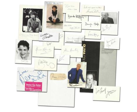 TV, Film Entertainment Collection.  200+ autographs including Sir John Mills signed 6 x 4 size white card fixed to large whit