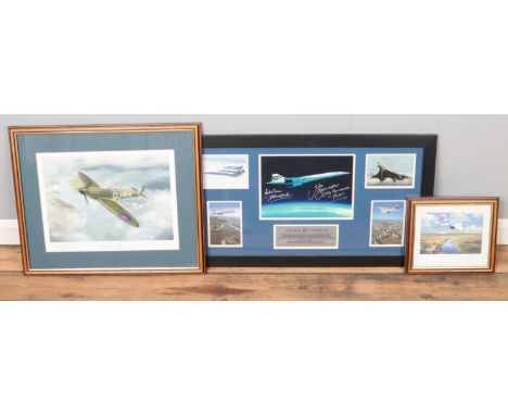 A limited edition Concorde 40th anniversary display along with another Concorde signed print and aviation picture. Signed by 