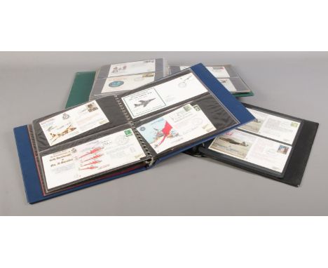 Three albums housing a selection of RAF/Army first day covers, with many signed including Concorde signed and flown covers (a