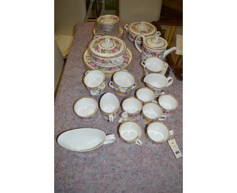 A Royal Worcester 'Royal Garden' pattern part dinner and tea service, to include: dinner plates, tureens, teapot, cups and sa