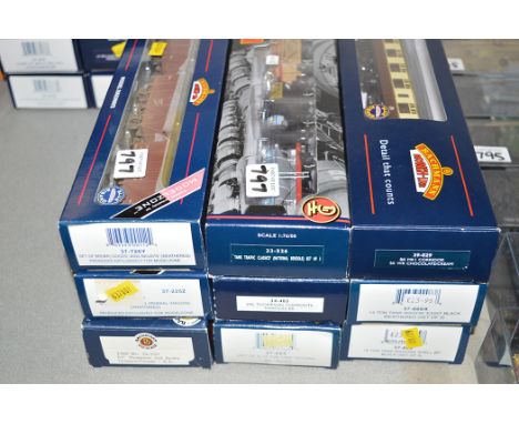 Bachmann Branchline 00-gauge rolling stock, comprising: 14 ton tank wagons 'Shell - BP', set of three; 14 ton tank wagon 'Ess